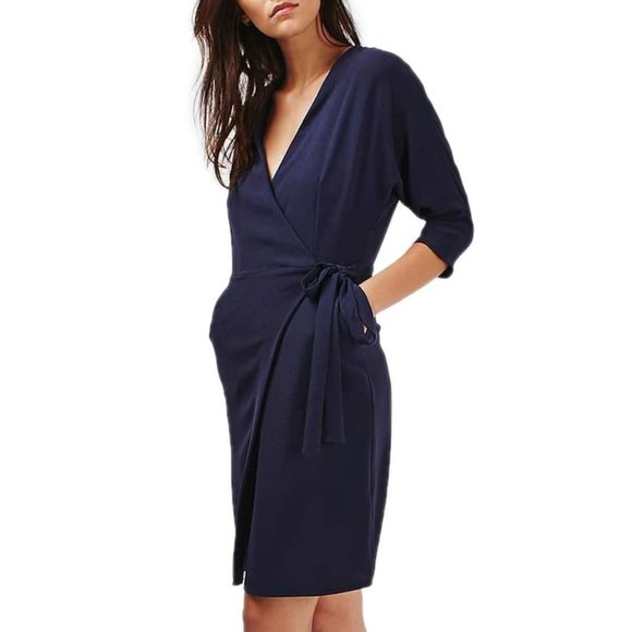 Topshop Wrap Midi Dress - Picture 1 of 4